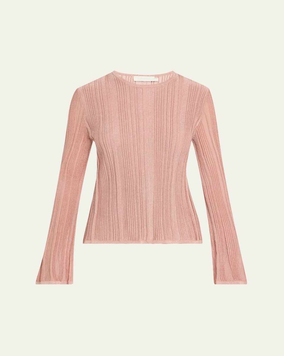 Lucky Long-Sleeve Metallic Top